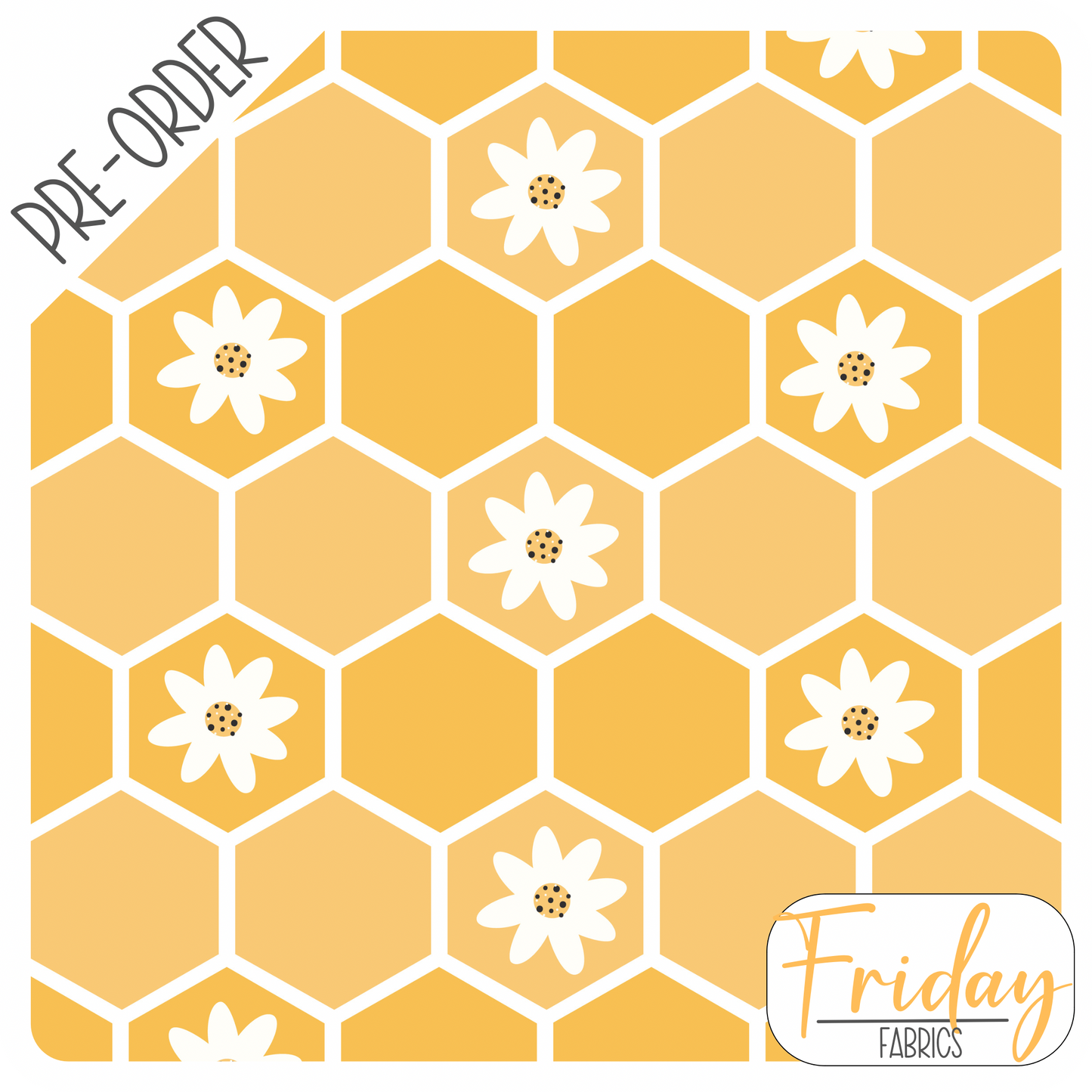 Yellow hexies (Hey Daisy) Pre-order Fabric