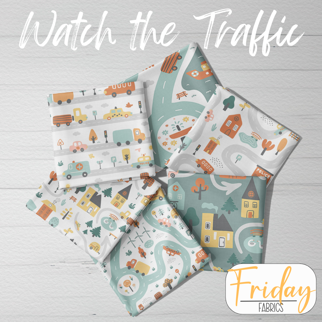 Blue City (Watch the Traffic) Pre-order Fabric