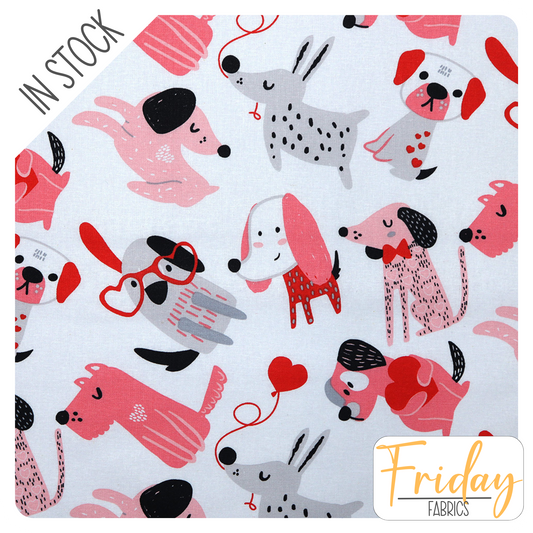 Pink Dogs (Best Friends) In Stock Fabric