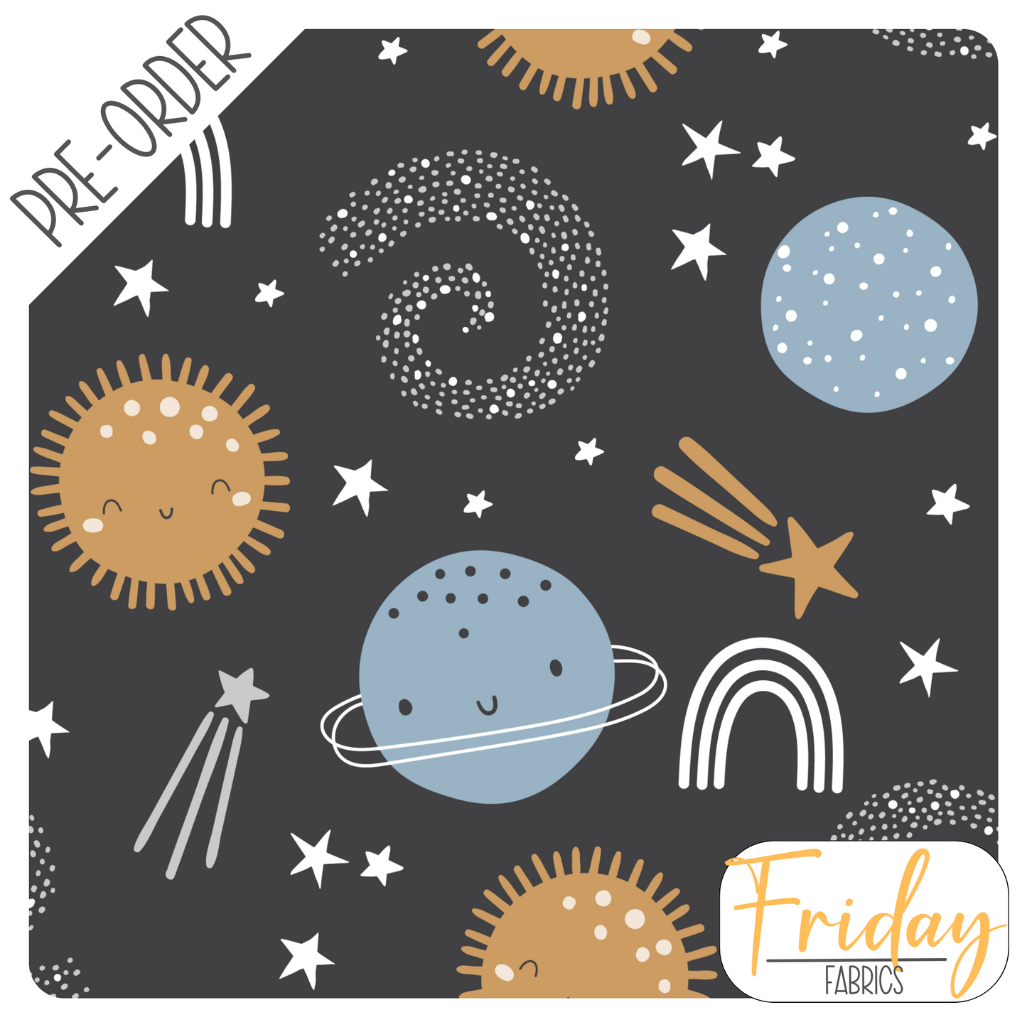 Planets (To the Moon) Pre-order Fabric