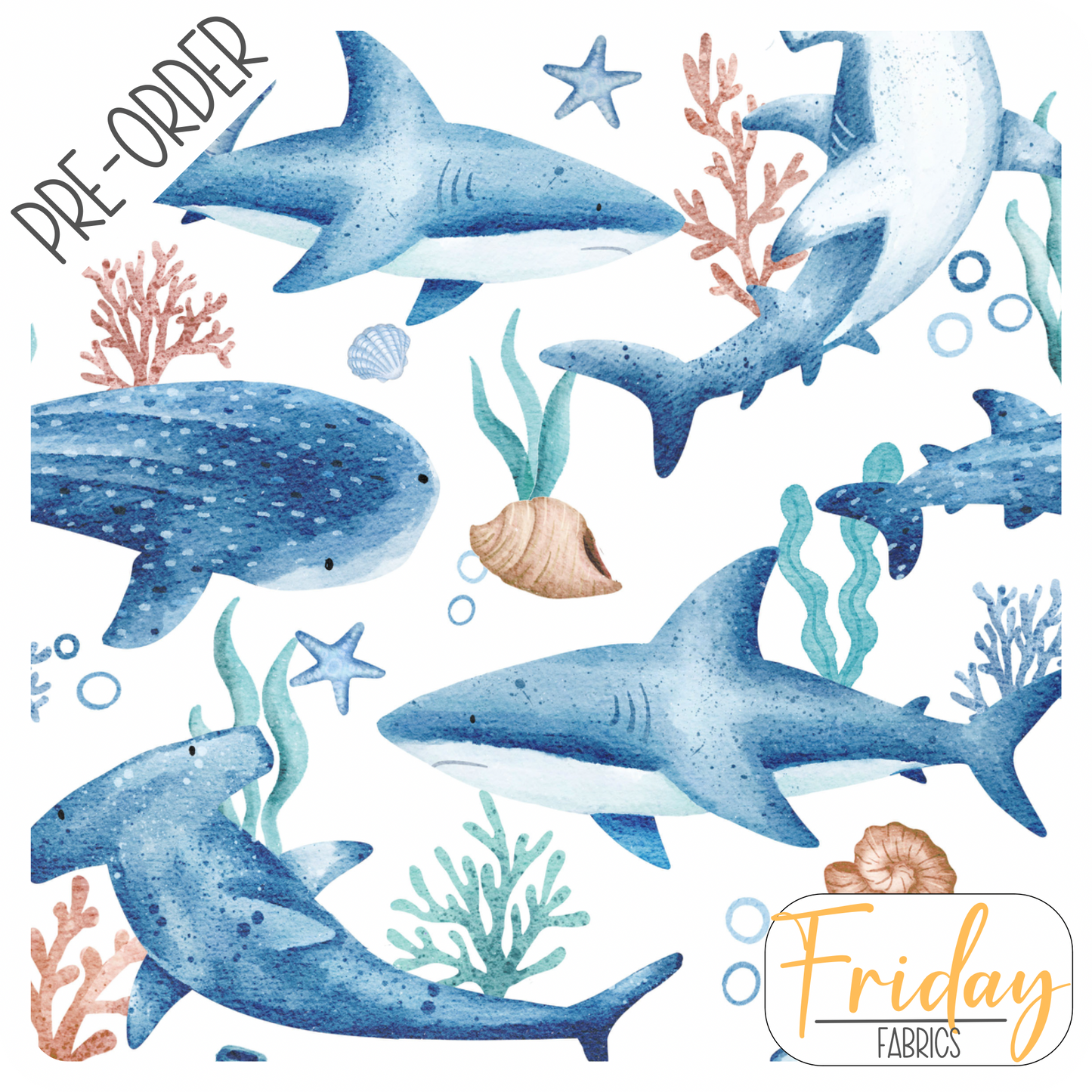 Sharks (Summer Sunday) Pre-order Fabric