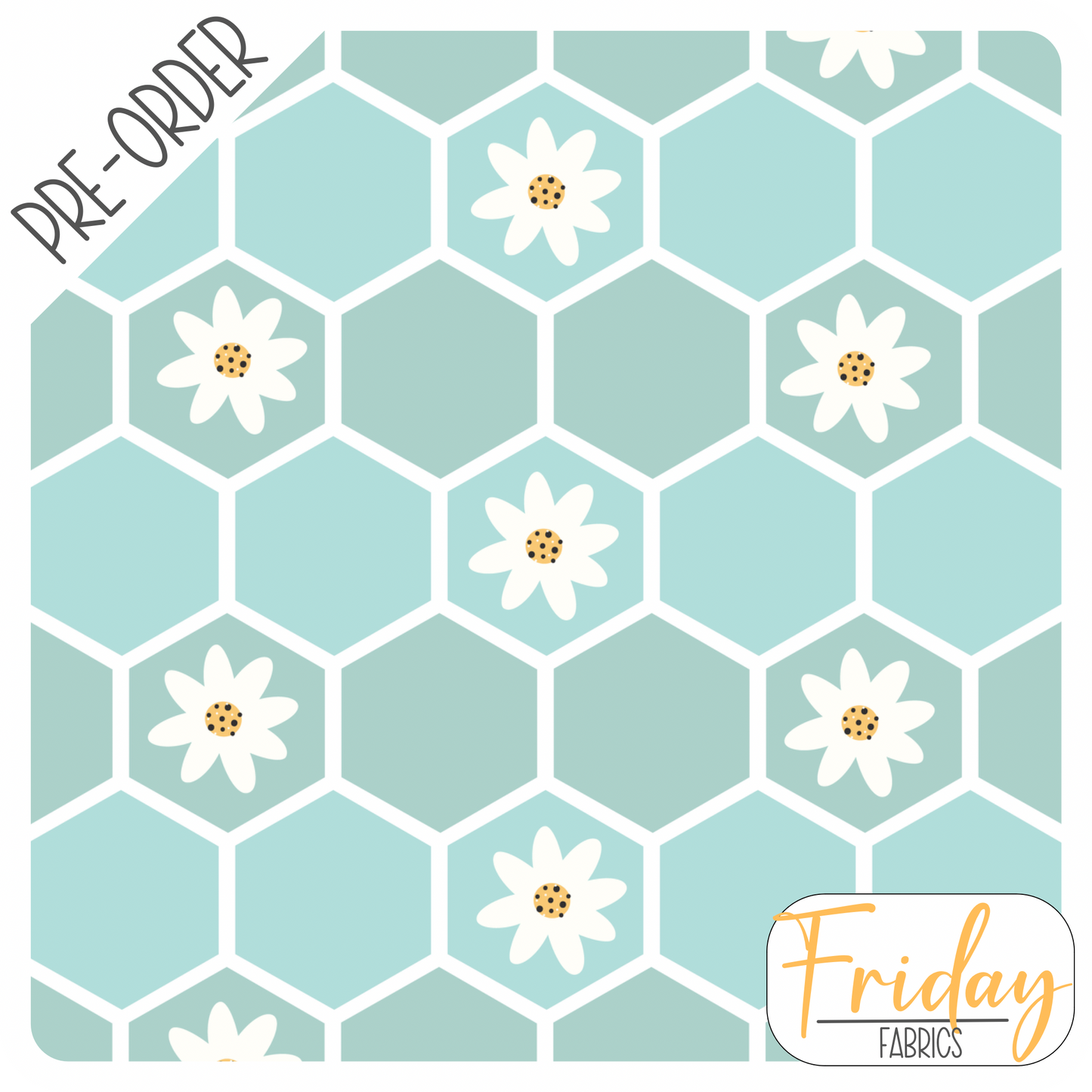 Blue Hexies (Hey Daisy) Pre-order Fabric
