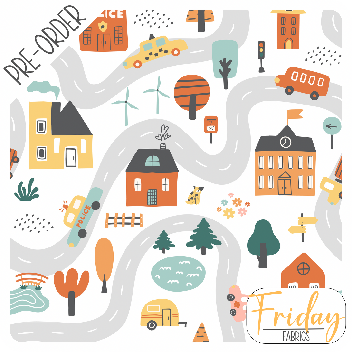 Village Road (Watch the Traffic) Pre-order Fabric