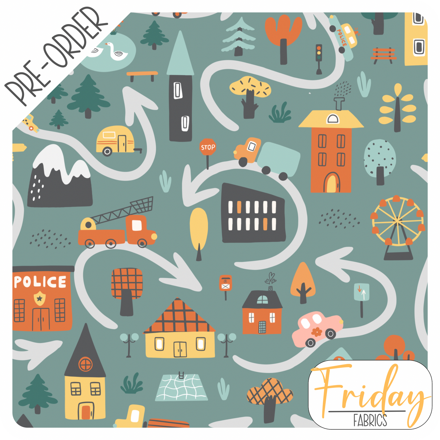 Blue City (Watch the Traffic) Pre-order Fabric