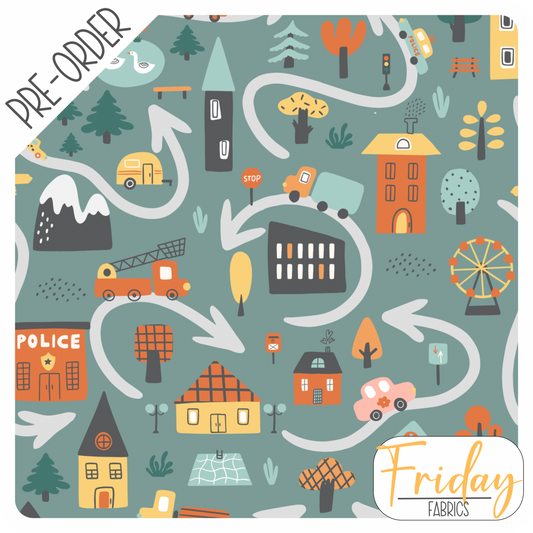 Blue City (Watch the Traffic) Pre-order Fabric